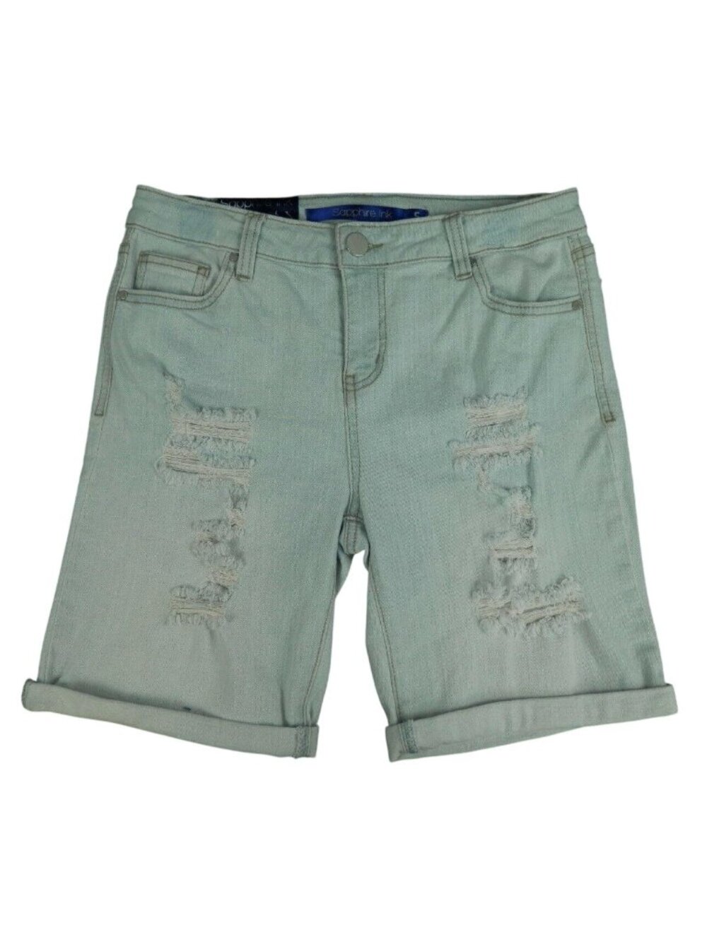 New Sapphire Ink Distressed Denim Bermuda Shorts Juniors Size 5